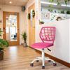 FurnitureR Sedie di ricezione per ufficio, piccole sedie di accoglienza, regolabile in altezza, ruote selezionabili a 360°, schienale ergonomico, seduta in tessuto traspirante, rosa scuro