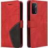 Fatcatparadise Cover per LG K50 / Q60, Flip Caso in PU Pelle Case Cover Libro Portafoglio Protettiva Custodia con TPU Sottile Antiurto,[Kickstand][Slot per Schede][Chiusura Magnetica] (Rosso)