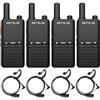 Retevis B63B Walkie Talkie Ricaricabili, Ricetrasmittenti Professionali 3 Pulsanti, Apri Vox con un Clic, 15mm Ultrasottile, RT622P 4.0, 1620mAh, Walkie Talkie per Hotel, Scuola (4 Pezzi, Nero)