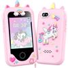 Luoba Telefono per bambini per ragazze, unicorni, regali per ragazze dai 3 ai 10 anni, giocattoli di Natale per bambini, giocattoli per bambini con touch screen, con doppia fotocamera, gioco, lettore