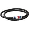 Tommy Hilfiger Jewelry Braccialetto da Uomo con Pelle Intrecciata Nera a Doppio Giro - 2790056, Black