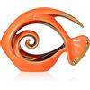 QIANLING Figurine di Pesci in Ceramica Arancione Oro - Decor Costiera per la Casa, Centrotavola Moderni a Tema Oceanico per Soggiorno, Bagno, Ufficio, Casa al Mare, Nautico, Litorale, Esposizione su Mensola