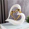 ODMYZG Statua in ceramica a doppio cuore,Elegante cuore per la decorazione,scultura decorativa per la casa,soggiorno,decorazione dell'ufficio,adatta come regalo.