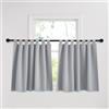 PONY DANCE Tende Corte Oscuranti Termiche Isolanti Camera da Letto 2 Pezzi 140x120 CM Tenda Oscurante Cucina da Interno con Passanti per Finestre Piccole, Grigio Chiaro
