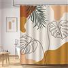 Bonhause Tenda Doccia Foglie Tropicali Boho Minimalista 180 x 180 cm Tende per Doccia in Poliestere Impermeabile Antimuffa Lavabile Tende Bagno con 12 Ganci