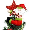 KAHEIGN Punte per Albero di Natale, 33CM Grande Puntale per Albero di Natale di Babbo Natales Cappello a Cilindro con Barba e Giacc Scozzese per Fermatende Bottiglia di Vino Hugger Natales Decorazioni