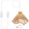 LAKONEI Lampada a Sospensione Vintage con Spina e Interruttore, Portalampada E27 con Cavo da 5M, Paralume in Spago Intrecciato a Mano Lampadario Rustico Bohémien (Lampadina Non Inclusa)