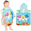 Baby Shark Asciugamano poncho 100% spugna di cotone 12 m + super assorbente lavabile in lavatrice 50 x 50 cm unisex bambino bagno spiaggia nuoto asciugamano per bambini con cappuccio