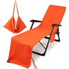 Morbuy Telo de Mare Microfibra, Fodera per Sedia da Spiaggia con Tasche Laterali, Tinta unita Asciugamano per Lettino Spiaggia Fodera per Chaise Longue per Giardino (arancia)