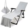 Morbuy Telo de Mare Microfibra, Fodera per Sedia da Spiaggia con Tasche Laterali, Tinta unita Asciugamano per Lettino Spiaggia Fodera per Chaise Longue per Giardino (grigio)