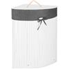 SPRINGOS Cesto portabiancheria angolare con coperchio, 60 l, in bambù, HA0158