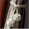 Vankra Coppia di fermatende a corda, fatti a mano, con giunto con nappa annodata a sfera, in cotone, accessori per tende White