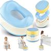 Merle Toys Vasino 3 in 1 per bambini, WC testato TÜV, senza BPA, per bambini a partire da 1 anno, WC per bambini + sgabello, Easy Cleaning, blu/giallo