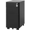 LVSTEEL Aktenschrank mit 3 Schubladen und Schloss, Schwarz, OFC331B01
