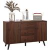 HOMCOM Credenza Moderna per Soggiorno, Sala da Pranzo e Ingresso in Legno e Truciolato, Mobile Contenitore con 2 Armadietti e 3 Cassetti, 127x40x76 cm, Marrone e Nero