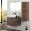Inbagno Mobile bagno sospeso 80 cm ossido e noce canaletto con top, lavabo in appoggio e specchio reversibile 60x80 cm, KLEO