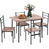 HOMCOM Set Tavolo e Sedie 5 Pezzi Salvaspazio con Tavolo da Cucina Rettangolare 110x70x75 cm e 4 Sedie Moderne 40x43x86 cm, in MDF e Acciaio, Marrone e Nero