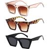 Unning Occhiali da sole quadrati Cat Eye, da donna, vintage, alla moda, classici, retrò, Cateye, 3 Colori B
