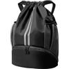 MUU Zaino da Sportivo con Coulisse,Impermeabile Borsa con Coulisse,Grande Sacca da Palestra con Scomparto Scarpe,Borsa da Calcio per Palestra Scuola Nuoto Yoga Spiaggia,per Uomo Donna(Nero)