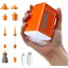 HUAJUN Pompa Elettrica Portatile da Campeggio, 3000mAh Mini Gonfiabile Pompa Dotato LED Luci Ventilatore, Ricaricabile USB, 10 Ugelli Multifunzione per Letto ad Aria, Sacchetto Sottovuoto, Piscina