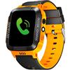 TOPCHANCES Smartwatch per bambini anti-smarrimento, localizzatore GPS SOS bidirezionale per chiamate a distanza, orologio intelligente per Android e iOS, arancione, impermeabile, regalo per ragazzi e ragazze