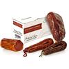 Jamonprive Prosciutto Serrano Spagnolo Stagionato e Disossato Gran Riserva 1 Kg + Lomo (Lonza) Duroc Natural 250 gr + Chorizo Salsiccia 200 gr + Salsiccia Salchichon 200 gr - Jamonprive Premium