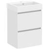 Baikal Mobile da bagno Mini. Mobile montato. 2 cassetti sospesi con lavandino. Armadio da bagno. Lavabo Ceramico. 45 cm Bianco Opaco.