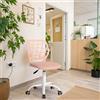 FurnitureR Sedie di ricezione per ufficio, piccole sedie di accoglienza, regolabile in altezza, ruote selezionabili a 360°, schienale ergonomico, seduta in tessuto traspirante, rosa