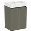 Baikal Mobile da bagno Mini. Mobile montato. 2 porte sospese con lavandino. Armadio da bagno. Lavabo Ceramico. 45 cm verde muschio.