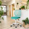 FurnitureR Sedie di ricezione per ufficio, piccole sedie di accoglienza, regolabile in altezza, ruote selezionabili a 360°, schienale ergonomico, seduta in tessuto traspirante, turchese
