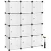 SONGMICS Armadio a 12 Cubi, Portaoggetti Organizzatore, Armadietto Mobiletto con Ante, per Abiti Scarpe Libri, Facile da Assemblare, Bianco LPC342W01