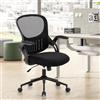 COLAMY Sedia da ufficio con bracciolo imbottito pieghevole a 90°, supporto lombare, sedia da ufficio ergonomica regolabile in altezza, sedia girevole per computer, comodo cuscino da seduta per casa/ufficio