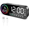 Vinabo Sveglia digitale con luce notturna a 7 colori, 4 livelli di luminosità, ampio display a LED della temperatura, controllo vocale, 12/24 ore, porta USB, snooze, memoria di spegnimento (Nero)