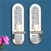 Azonsdop Set di 2 portacandele a specchio in cristallo schiacciato a diamante, color argento, decorazioni da parete per la casa, soggiorno, sala da pranzo, camera da letto