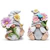 Hodao Set di 2 gnomi primaverili decorativi ornamentali a forma di gnomi floreali, ornamenti estivi per esterni, elfi primaverili per portico, giardino, cortile, aiuola da giardino, regali per donne