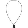 Tommy Hilfiger Jewelry Collana con Pendente da Uomo in Acciaio Inossidabile Nero con una Placca Incisa - 2790629
