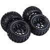 Dilwe Pneumatici Auto RC, 4 Pezzi Pneumatici in Gomma con Motivo a Y con Mozzi per Carro Fuoristrada Grande Camion RC in 1/10(10 Fori)
