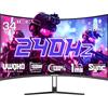 Amzfast Monitor Gaming Curvo 34 Pollici - UWQHD 3440x1440 (21:9), 240 Hz, 1 ms MPRT, AMD FreeSync Premium, sRGB 130% / DCI-P3 98%, HDMI 2.1, DisplayPort, Eye Care, VESA 75x75, PIP/PBP