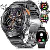 LIGE Orologio intelligente da uomo con funzione telefonica, torcia a LED, batteria da 530 mAh, display AMOLED da 1,43, frequenza cardiaca, monitoraggio del sonno, 110 + modalità sportive, IP68,