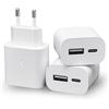 Sanronang 3 Pezzi Caricatore USB C, 2-Porte USB-A&USB-C Alimentatore 25W per Apple iPhone 16/16e/16 Pro/16 Pro Max/16 Plus/15/14/13/12/11/SE/XS/Max/X/iPad, Samsung, Caricabatterie Rapido Alimentatore Presa