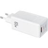sakpeak Caricatore USB-C GaN 65W, 3 Porte PD Rapido - Alimentatore USB-C compatto per MacBook Pro/Air, iPhone 16/15/14, iPad Pro/Air, Galaxy, Steam Deck, Dell XPS 13 e altri tablet, laptop (White, No Cable)