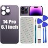 LiXiongBao Sostituzione del coperchio del vetro posteriore 14 Pro per iPhone 14 Pro Sostituzione del vetro posteriore posteriore da 6,1 '' con kit di strumenti di riparazione (Deep Purple)