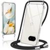 Coiwxmoi Cover per Google Pixel 9A con Cordino 6,3,Trasparente Custodia con Laccio Tracolla Corda Catena Cinghia,Ultra Morbido Silicone TPU Antiurto Case per Google 9A 5G, Nero