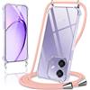 Coiwxmoi Cover per OPPO A40/OPPO A40m con Cordino 6,67,Trasparente Custodia con Laccio Tracolla Corda Catena Cinghia,Ultra Morbido Silicone TPU Antiurto Case, Oro Rosa