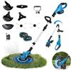 Yofidra Decespugliatore a batteria, con batteria e caricatore con coltello, 21V con 3.0Ah Batterie e 3 Tipi Lame Taglia Erba da Giardino Elettrico Testata Regolabile per Giardino