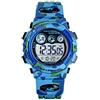 SKMEI Orologio sportivo digitale impermeabile da uomo con cronometro, conto alla rovescia, allarme, retroilluminazione, Blu Camouflage Chiaro - L, 1.65*1.5*0.55 inch, Sportswear