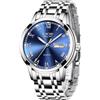LIGE Orologio da uomo Lusso 3ATM Impermeabile Cronografo Analogico Quarzo Luminoso Data Blu Quadrante Classico Moda Affari Elegante Acciaio Inossidabile Orologi Regalo per Uomini, Argento Cinturino