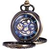 ManChDa Orologio da taschino vintage con catena Classic Skeleton Dream Dragon Burlywood Fob Watch per uomo Donna e confezione regalo