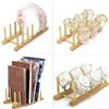 Qcwwy Supporto per Coperchi per Pentole, Supporto per Piatti in Legno Supporto per Coperchi per Pentole con 6 Griglie Base Stabile per Riporre Piatti Taglieri Organizzatore Rack Facile