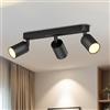 LVWIT Faretti LED da Soffitto Orientabili Nero,Faretto LED Interno con 3 Luci in Alluminio GU10, Rettangoli Base, Moderna Plafoniera Industriali per Barra, Salotto, Cucina (Senza Lampadina)